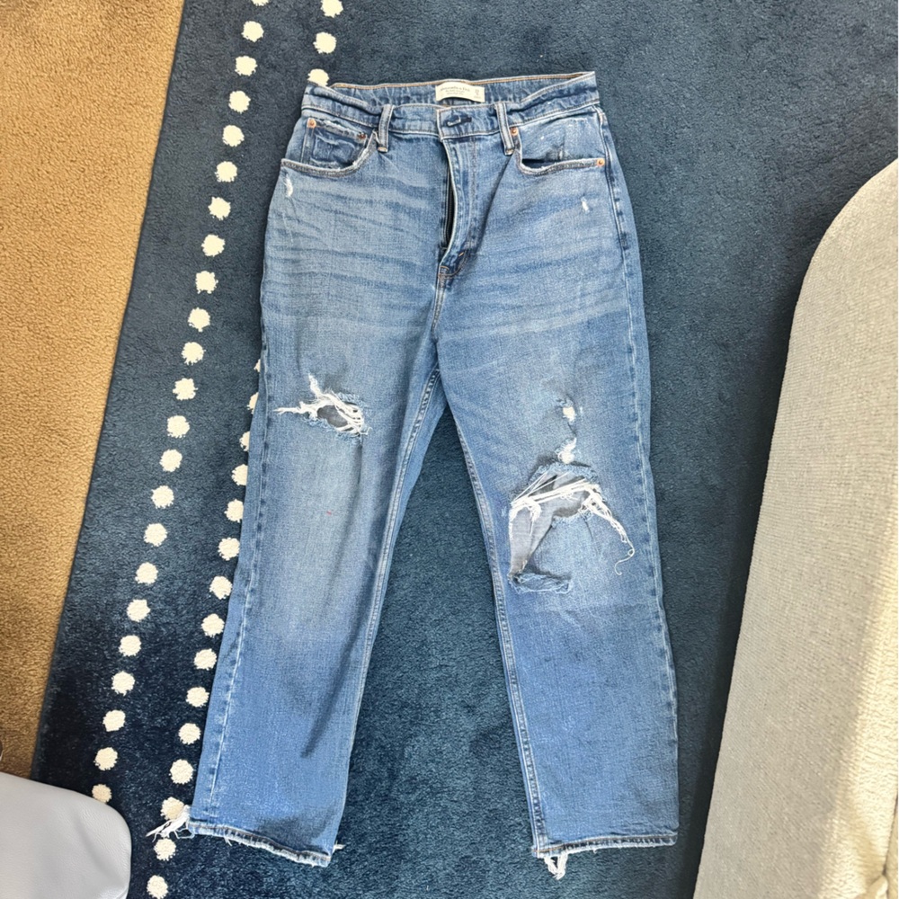 Abercrombie & Fitch Blue Jeans with Distressed Details